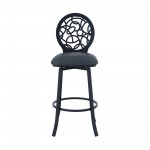 Lotus Contemporary 26" Counter Height Barstool in Matte Black Finish