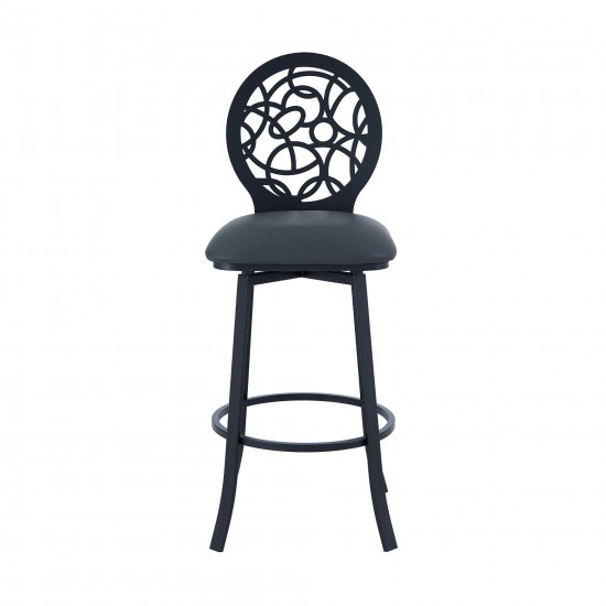 Lotus Contemporary 26" Counter Height Barstool in Matte Black Finish