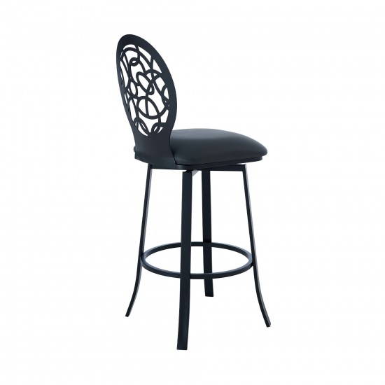 Lotus Contemporary 26" Counter Height Barstool in Matte Black Finish