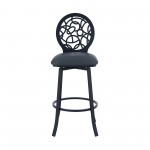 Lotus Contemporary 30" Bar Height Barstool in Matte Black Finish