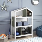 ACME Doll Cottage Bookcase, Weathered White & Washed Gray