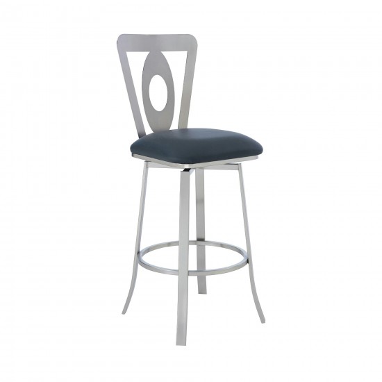 Lola Contemporary 26" Counter Height Barstool in Brushed Stainless Steel Finish