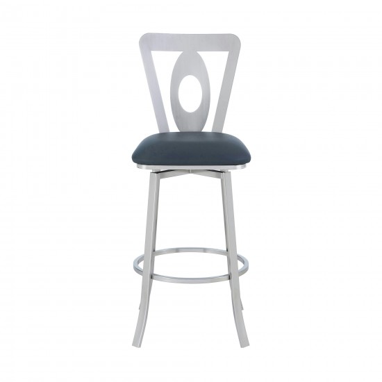 Lola Contemporary 26" Counter Height Barstool in Brushed Stainless Steel Finish