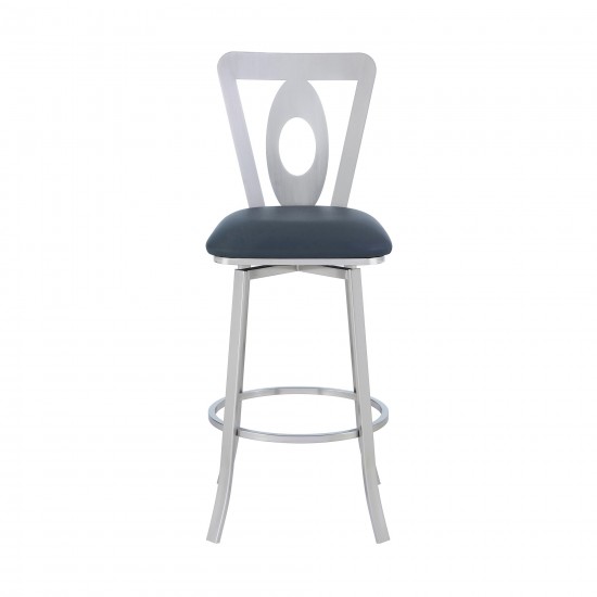 Lola Contemporary 30" Bar Height Barstool in Brushed Stainless Steel Finish