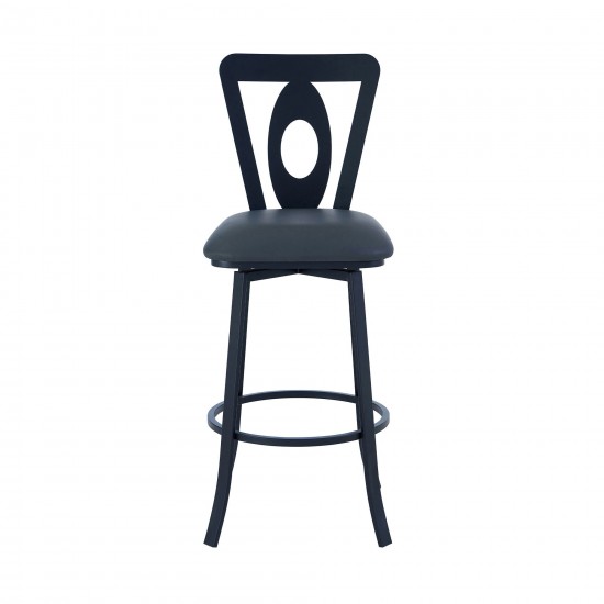 Lola Contemporary 26" Counter Height Barstool in Matte Black Finish