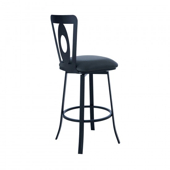 Lola Contemporary 26" Counter Height Barstool in Matte Black Finish