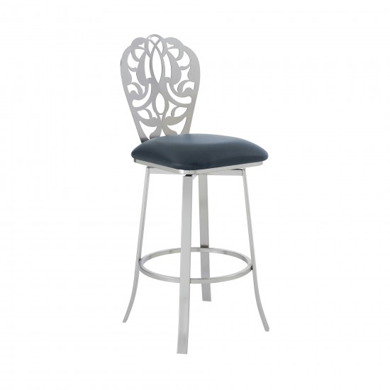 Cherie 26" Counter Height Barstool in Brushed Stainless Steel Finish