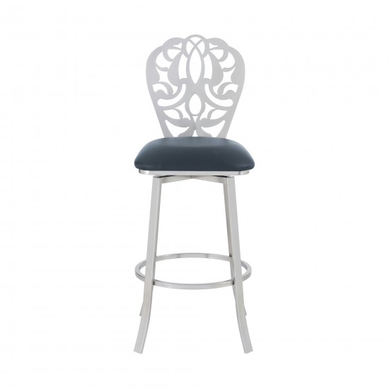 Cherie 26" Counter Height Barstool in Brushed Stainless Steel Finish