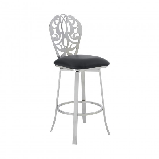 Cherie Contemporary 26" Counter Height Black Faux Leather Barstool