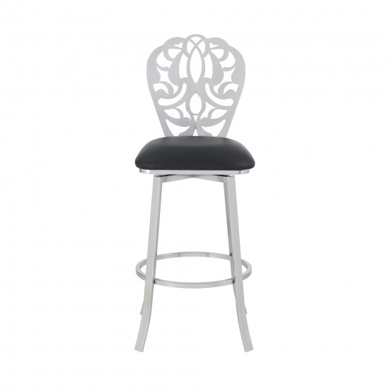 Cherie Contemporary 26" Counter Height Black Faux Leather Barstool