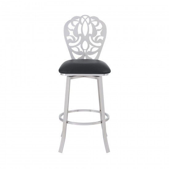 Cherie Contemporary 30" Bar Height Black Faux Leather Barstool