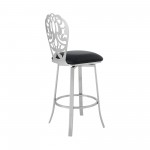 Cherie Contemporary 30" Bar Height Black Faux Leather Barstool