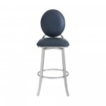 Pia Contemporary 30" Bar Height Barstool in Brushed Stainless Steel Finish