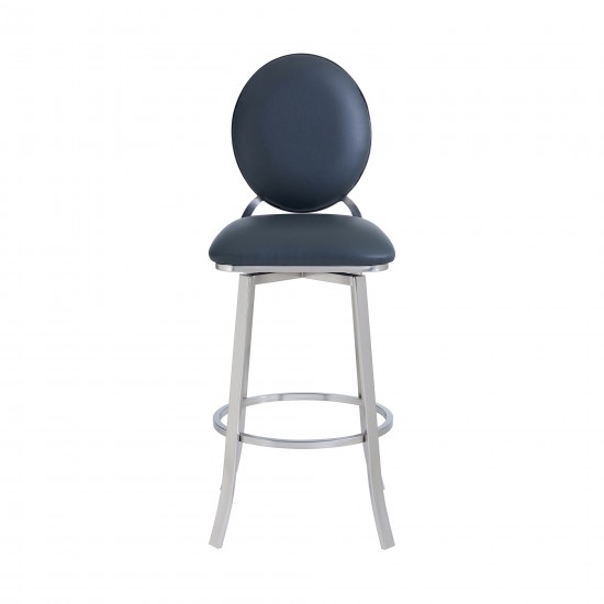 Pia Contemporary 30" Bar Height Barstool in Brushed Stainless Steel Finish