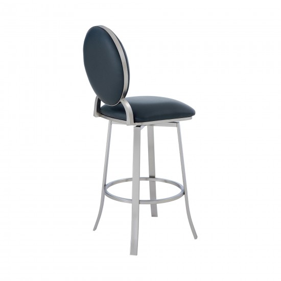 Pia Contemporary 30" Bar Height Barstool in Brushed Stainless Steel Finish