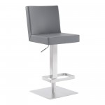 Legacy Adjustable Height Swivel Grey Faux Leather Bar Stool