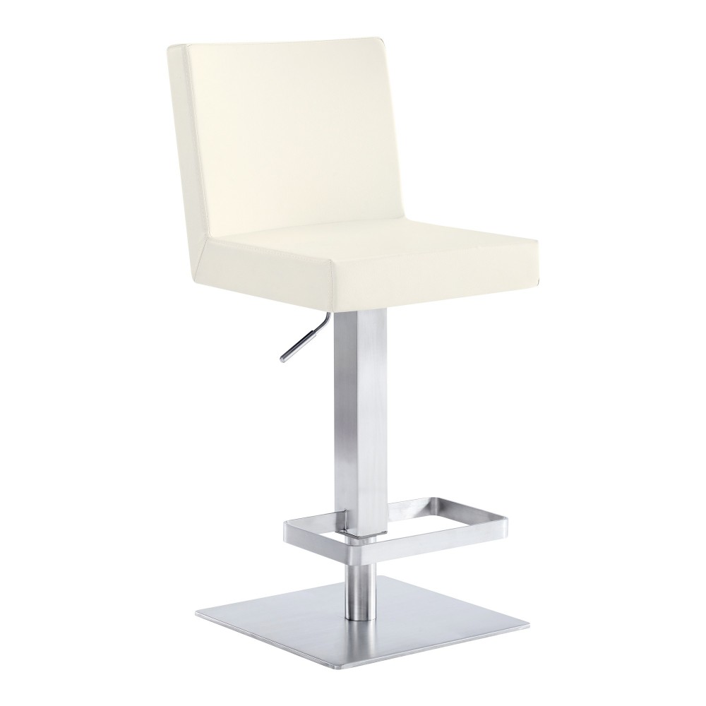 Legacy Adjustable Height Swivel White Faux Leather Bar Stool