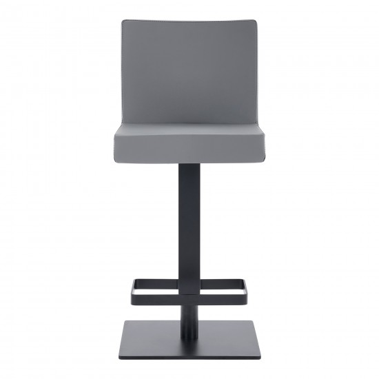 Legacy Adjustable Height Swivel Grey Faux Leather and Black Metal Bar Stool