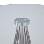 Lindsey Dining Table in Brushed Stainless Steel Finish and Clear Glass top