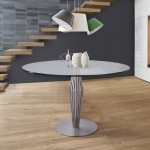 Lindsey Dining Table in Brushed Stainless Steel Finish and Clear Glass top