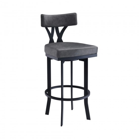 Natalie 26" Counter Height Grey Faux Leather Upholstery Bar Stool