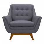 Janson Mid-Century Sofa Chair in Champagne Wood Finish and Dark Gray Fabric