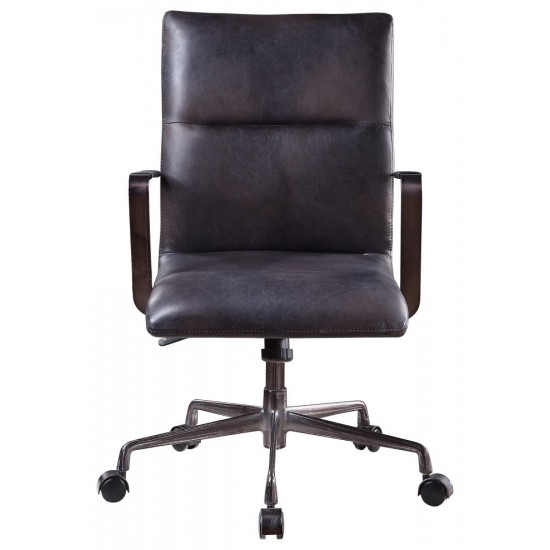 ACME Indra Office Chair, Onyx Black Top Grain Leather