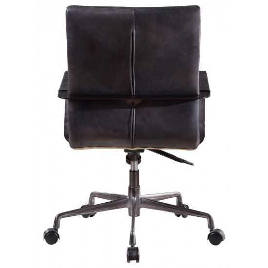 ACME Indra Office Chair, Onyx Black Top Grain Leather