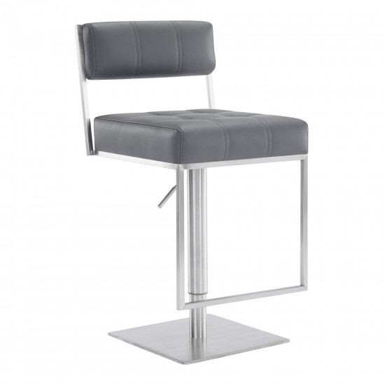 Michele Swivel Adjustable Height Grey Faux Leather Bar Stool