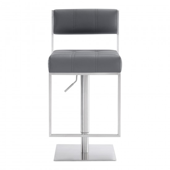 Michele Swivel Adjustable Height Grey Faux Leather Bar Stool