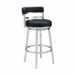 Madrid 26" Counter Height Swivel Black Faux Leather Bar Stool