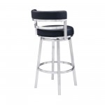 Madrid 26" Counter Height Swivel Black Faux Leather Bar Stool