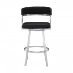 Saturn 30" Bar Height Swivel Black Faux Leather Bar Stool