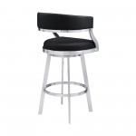 Saturn 26" Counter Height Swivel Black Faux Leather Bar Stool