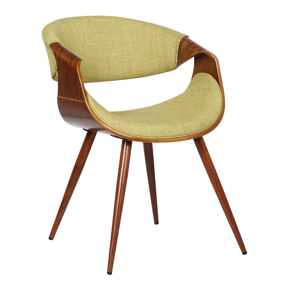 Butterfly Mid-Century Dining Chair in Walnut Finish and Green Fabric