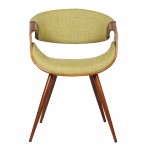 Butterfly Mid-Century Dining Chair in Walnut Finish and Green Fabric