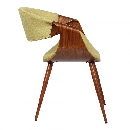 Butterfly Mid-Century Dining Chair in Walnut Finish and Green Fabric