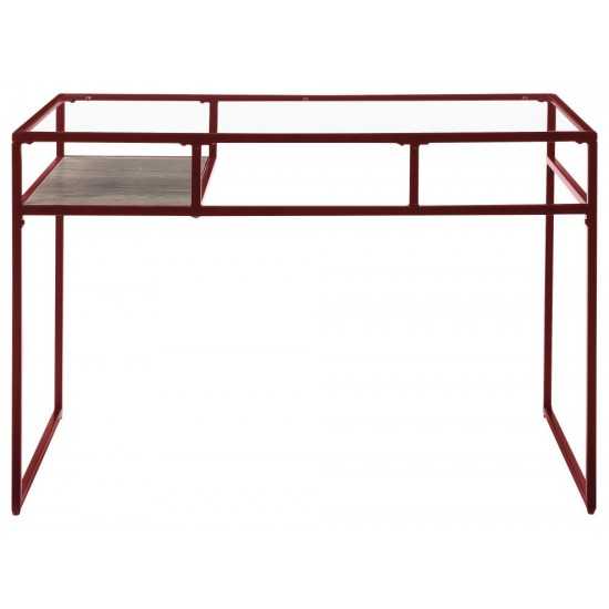 ACME Yasin Desk, Red & Glass