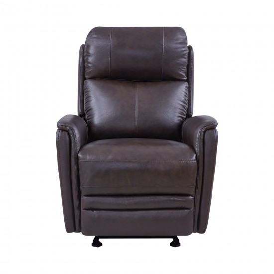 Wolfe Contemporary Recliner in Dark Brown Genuine Leather
