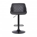 Toby Grey Faux Leather Adjustable Height Swivel Black Wood and Metal Bar Stool