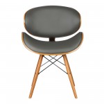 Cassie Mid-Century Dining Chair in Walnut Wood and Gray Faux Leather