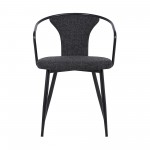 Francis Contemporary Dining Chair in Black Powder Coated Finish and Black Fabric