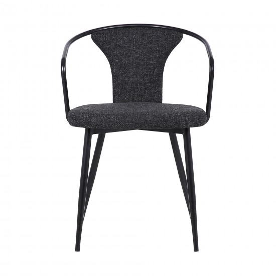 Francis Contemporary Dining Chair in Black Powder Coated Finish and Black Fabric