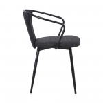 Francis Contemporary Dining Chair in Black Powder Coated Finish and Black Fabric