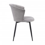 Lulu Contemporary Dining Chair in Black Powder Coated Finish and Gray Velvet