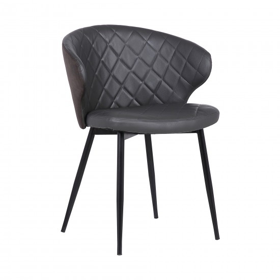 Ava Contemporary Dining Chair in Black Powder Coated Finish & Gray Faux Leather