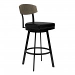 Frisco 26" Counter Height Barstool in Matte Black Finish w/ Black Faux Leather