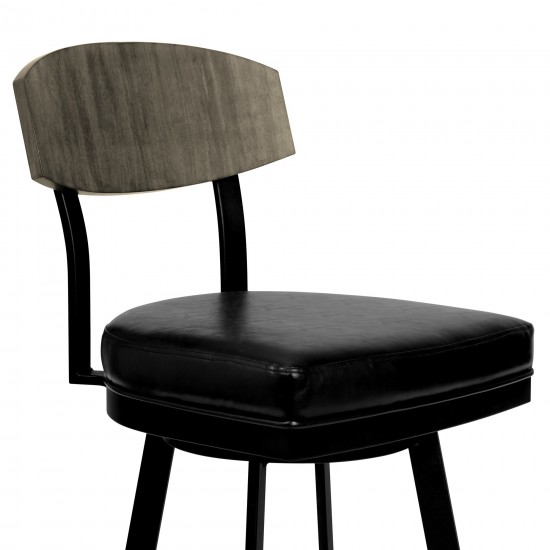 Frisco 26" Counter Height Barstool in Matte Black Finish w/ Black Faux Leather