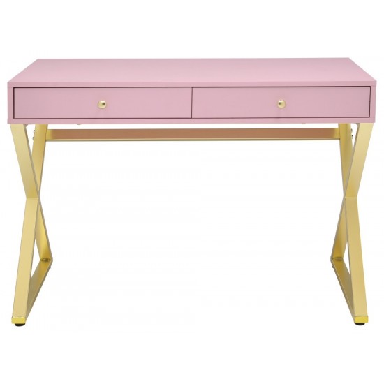 ACME Coleen Desk, Pink & Gold