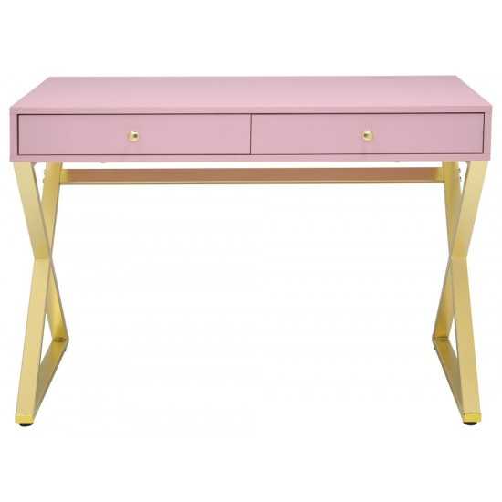 ACME Coleen Desk, Pink & Gold